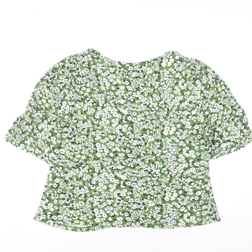 Boden Womens Green Floral Viscose Tunic Blouse Top UK 18 Short Sleeve