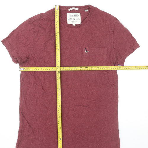 Jack Wills Men’s Red Slim Fit Crew Neck Cotton T-Shirt Size M