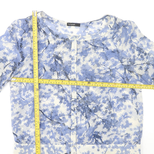 Marks and Spencer Women’s Blue Floral Chiffon Blouse UK 12