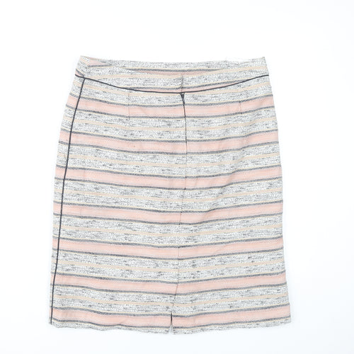 Marks and Spencer Womens Pink Stripe Pencil Skirt UK 14 Knee Length