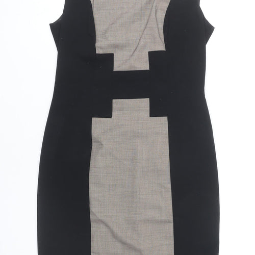 Marks and Spencer Women Black Grey Sheath Dress UK 10 Workwear