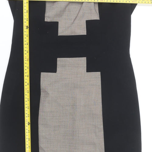 Marks and Spencer Women Black Grey Sheath Dress UK 10 Workwear