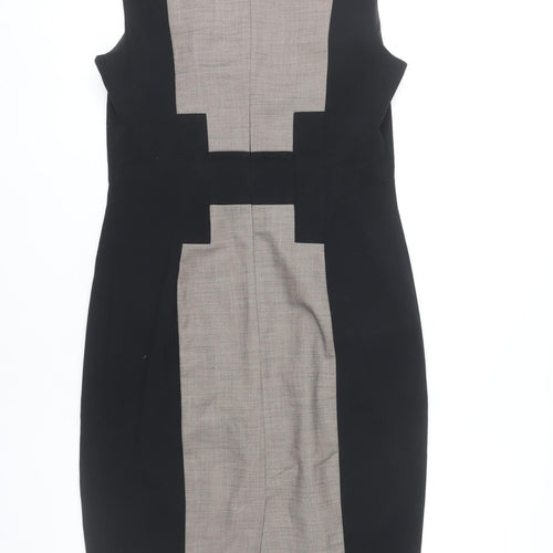 Marks and Spencer Women Black Grey Sheath Dress UK 10 Workwear
