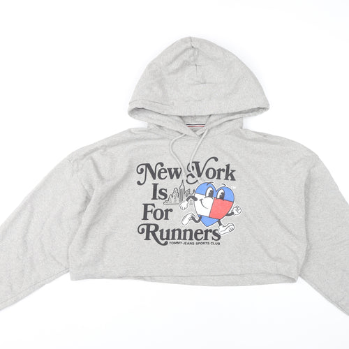 Tommy Jeans Womens Grey XL Cropped Hoodie New York Graphic Cotton