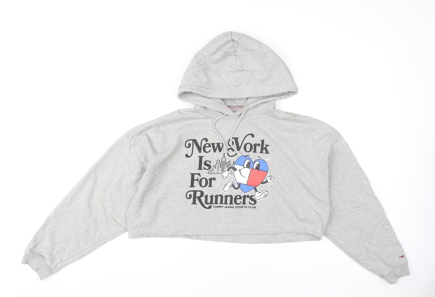 Tommy Jeans Womens Grey XL Cropped Hoodie New York Graphic Cotton