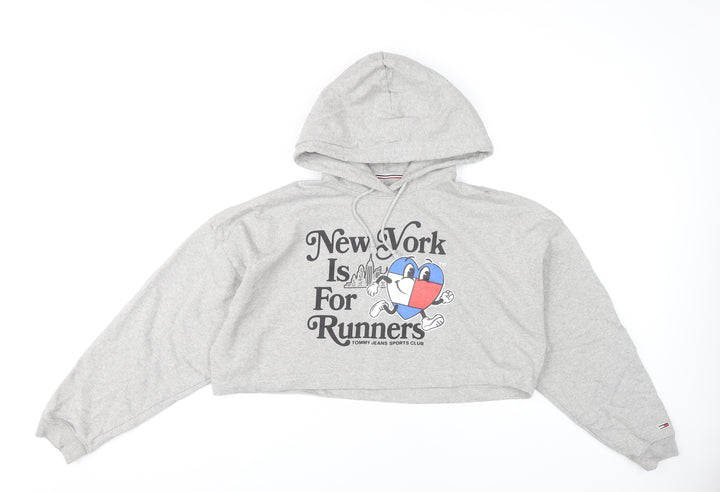 Tommy Jeans Womens Grey XL Cropped Hoodie New York Graphic Cotton