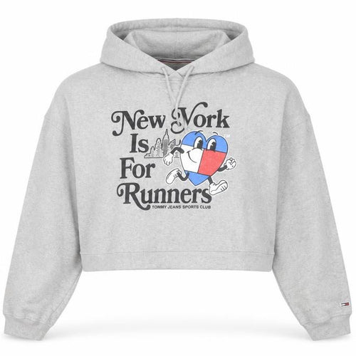 Tommy Jeans Womens Grey XL Cropped Hoodie New York Graphic Cotton