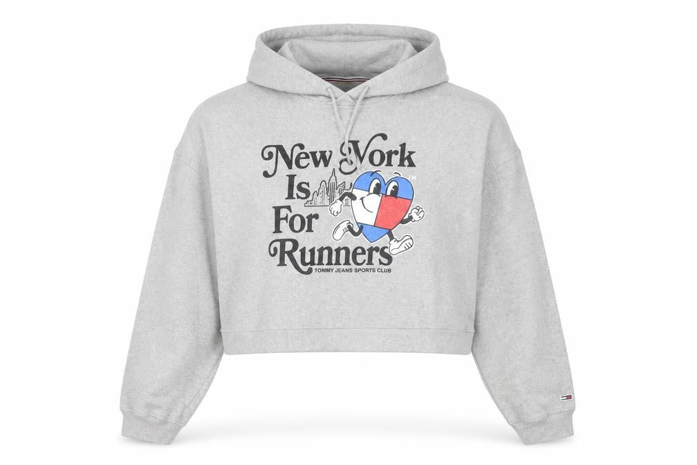 Tommy Jeans Womens Grey XL Cropped Hoodie New York Graphic Cotton