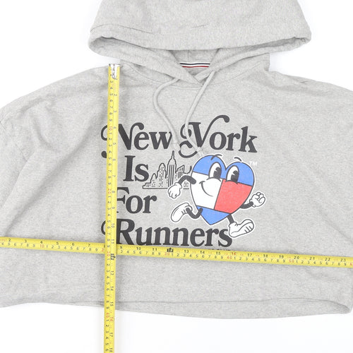 Tommy Jeans Womens Grey XL Cropped Hoodie New York Graphic Cotton