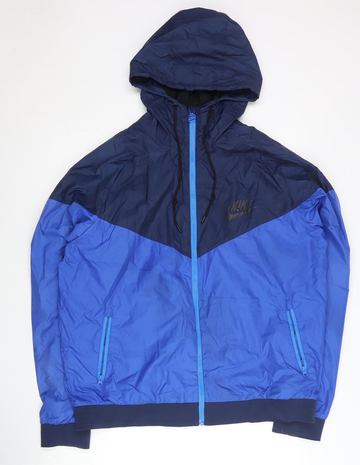 Nike Men's Blue 3XL Windbreaker Jacket Hooded Lightweight