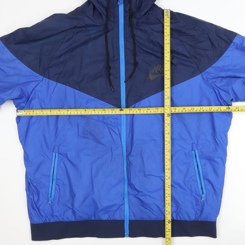 Nike Men's Blue 3XL Windbreaker Jacket Hooded Lightweight