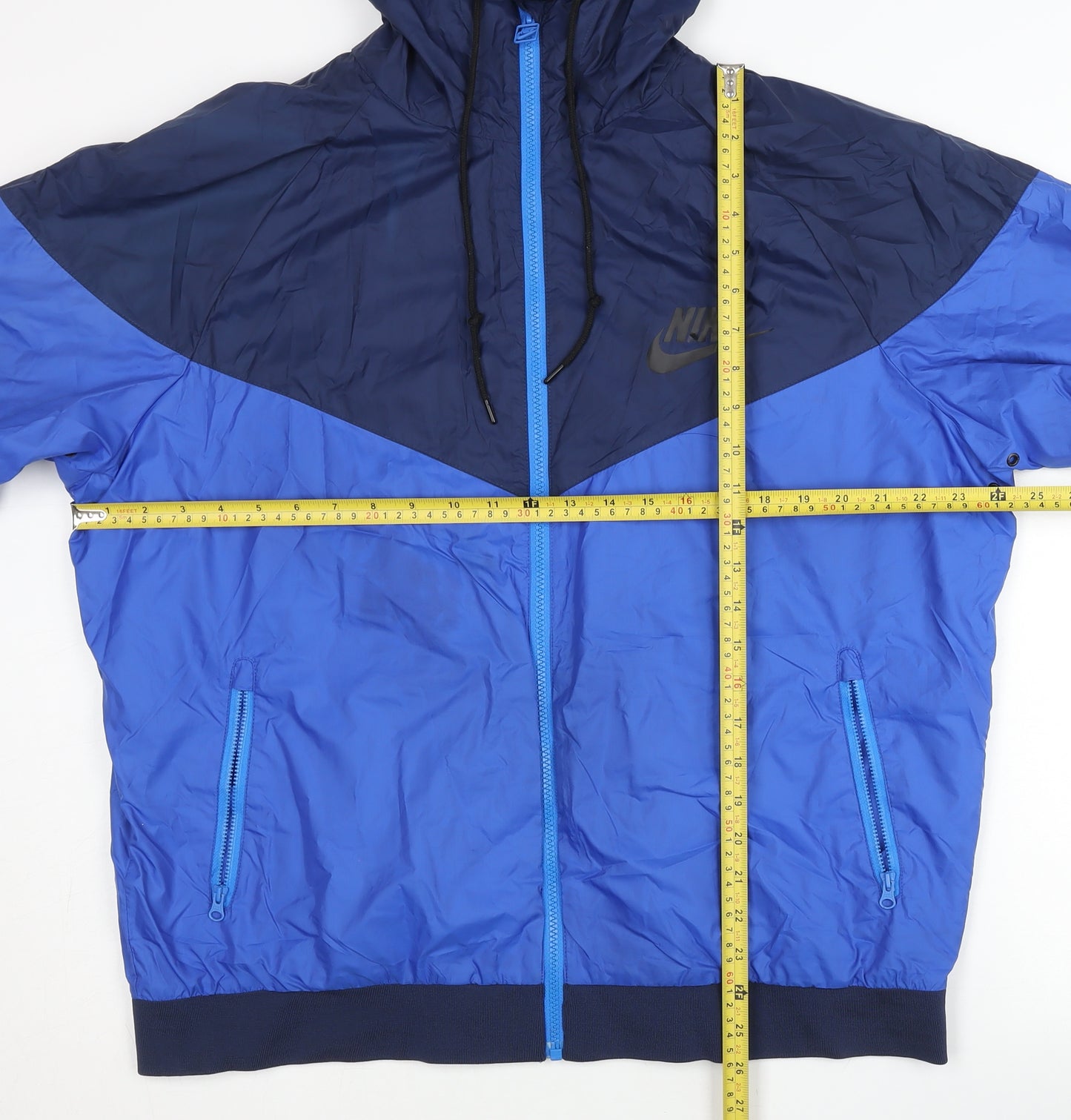 Nike Men's Blue 3XL Windbreaker Jacket Hooded Lightweight