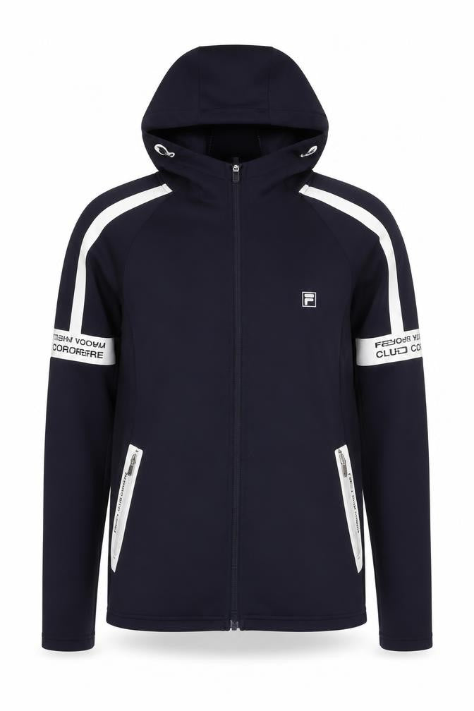 Front view of Fila Men’s Blue Full Zip Hoodie M Regular Sportswear