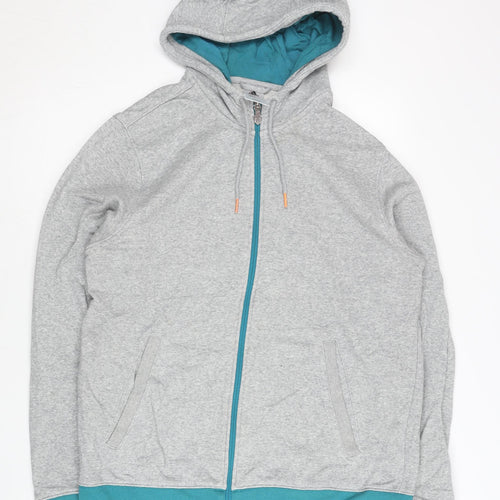 Adidas Men’s Grey Full Zip Hoodie L Regular Cotton Blend