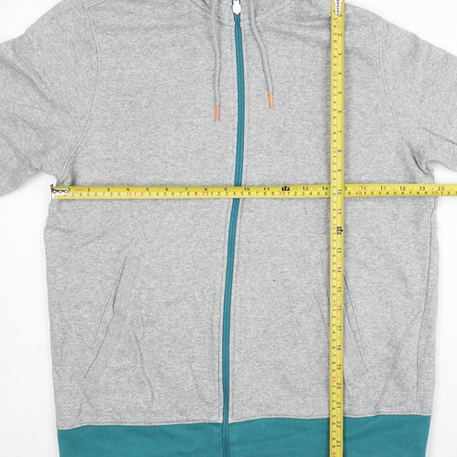 Adidas Men’s Grey Full Zip Hoodie L Regular Cotton Blend