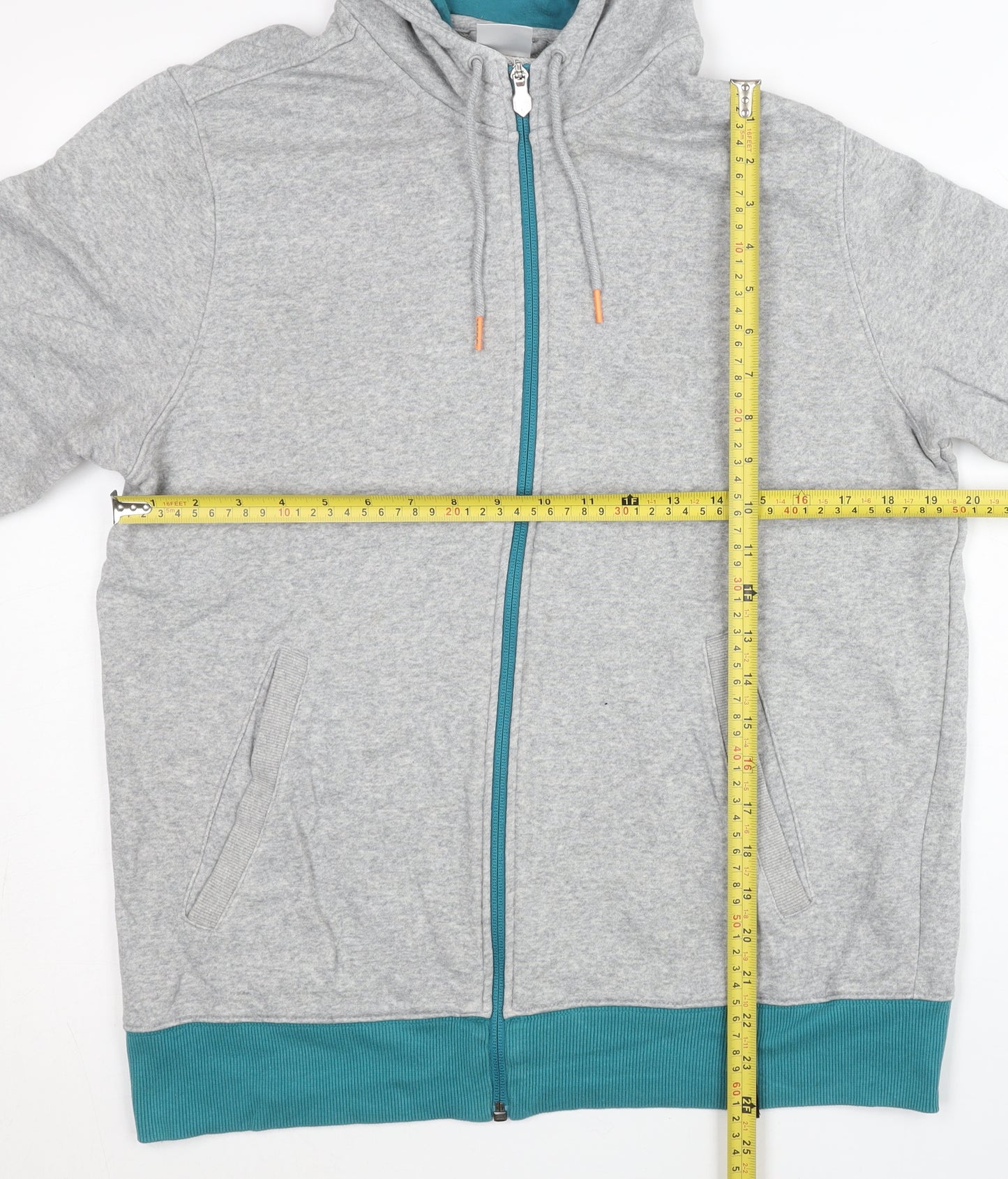 Adidas Men’s Grey Full Zip Hoodie L Regular Cotton Blend