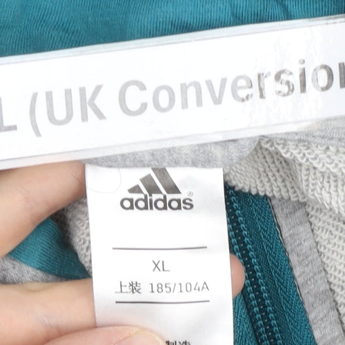 Adidas Men’s Grey Full Zip Hoodie L Regular Cotton Blend