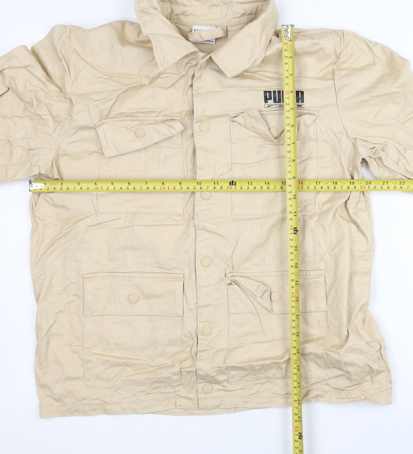 Puma Mens Beige Utility Jacket Size S Cotton Casual Sportswear