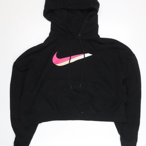 Nike Womens Black Small Pullover Hoodie Sweatshirt Logo Cotton
