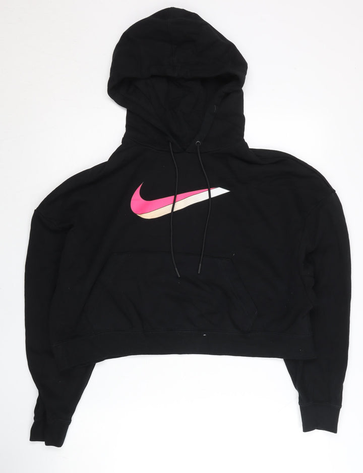 Nike Womens Black Small Pullover Hoodie Sweatshirt Logo Cotton