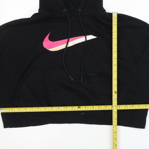 Nike Womens Black Small Pullover Hoodie Sweatshirt Logo Cotton