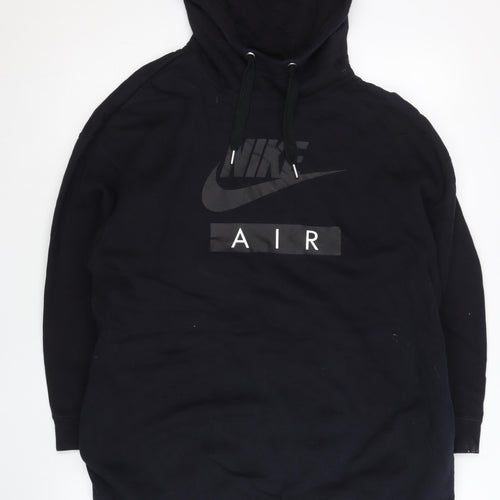 Nike Womens Black Pullover Hoodie Small Logo Graphic Sportswear