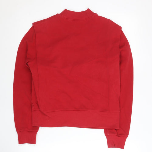 Fila Womens Red Sweatshirt UK 6 Cotton Blend Floral Logo Pullover