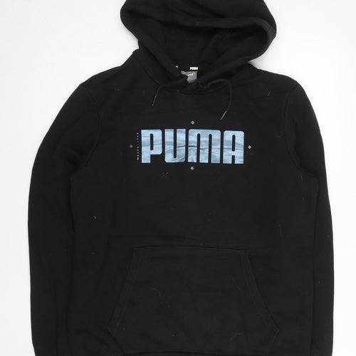 Puma Unisex Black Pullover Hoodie Size S Cotton Blend Sportswear
