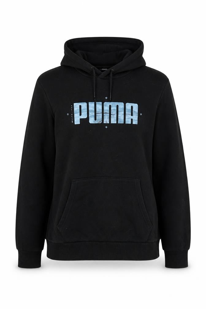 Puma Unisex Black Pullover Hoodie Size S Cotton Blend Sportswear