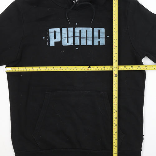Puma Unisex Black Pullover Hoodie Size S Cotton Blend Sportswear