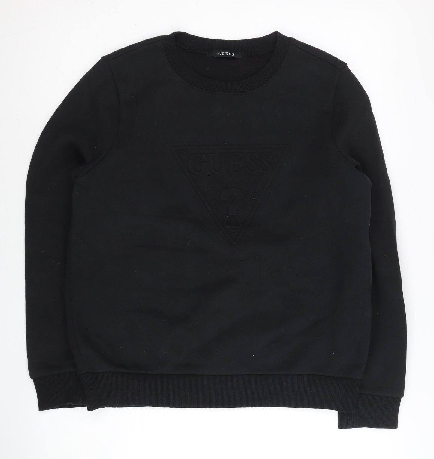 Guess Womens Black XS Pullover Sweatshirt Logo Crew Neck