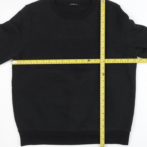 Guess Womens Black XS Pullover Sweatshirt Logo Crew Neck