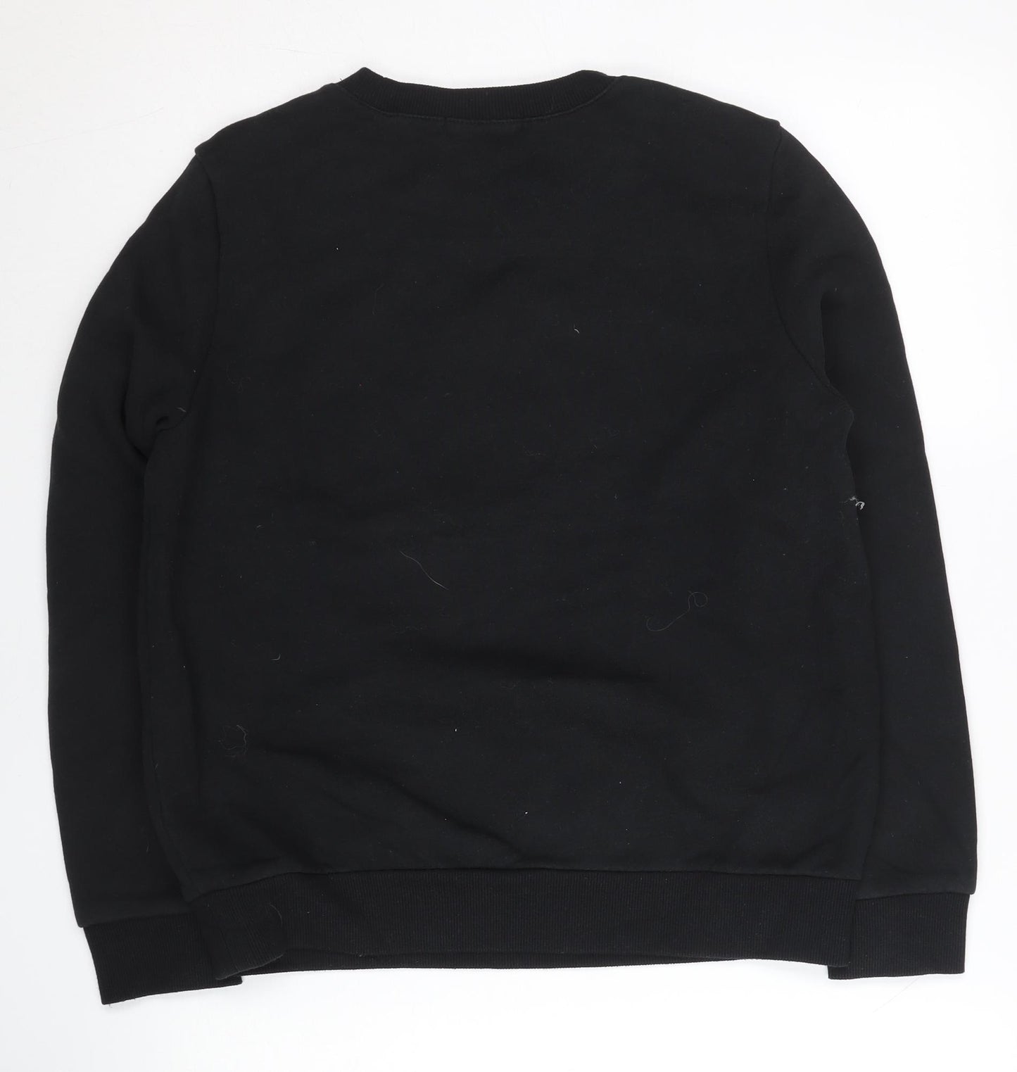 Guess Womens Black XS Pullover Sweatshirt Logo Crew Neck