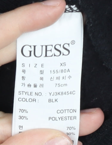 Guess Womens Black XS Pullover Sweatshirt Logo Crew Neck