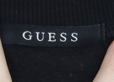 Guess Womens Black XS Pullover Sweatshirt Logo Crew Neck