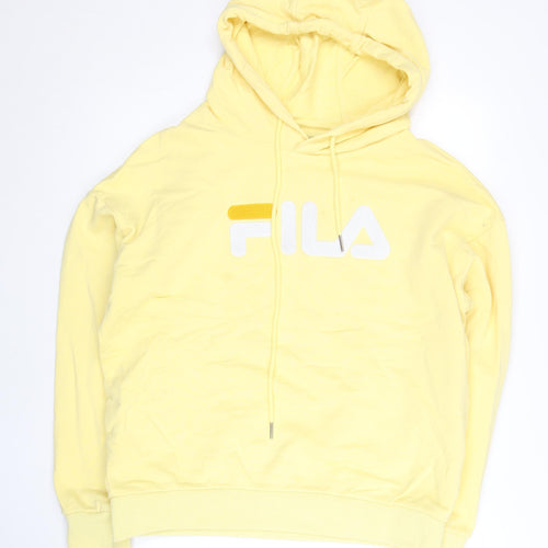 Fila Women’s Yellow Pullover Hoodie Sweatshirt Size M Cotton Logo