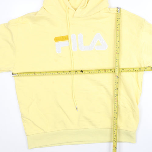 Fila Women’s Yellow Pullover Hoodie Sweatshirt Size M Cotton Logo