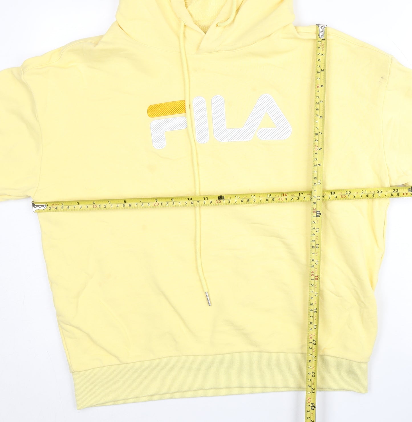 Fila Women’s Yellow Pullover Hoodie Sweatshirt Size M Cotton Logo