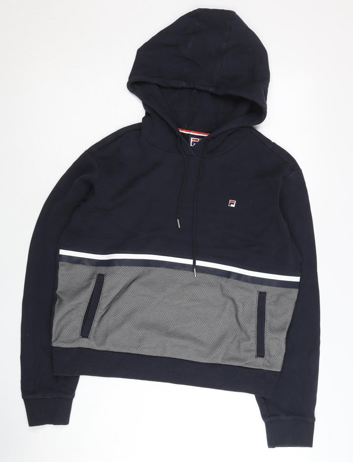 Fila Womens Navy Blue Hoodie Size 10 Logo Pullover Sportswear