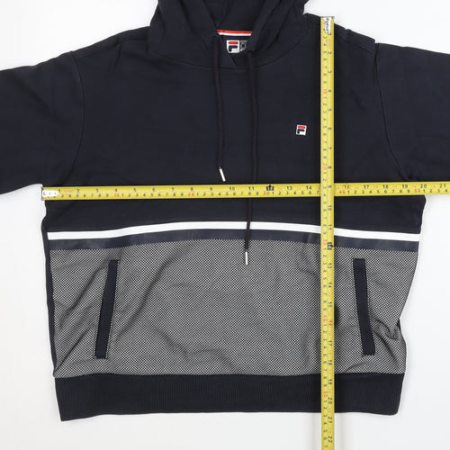 Fila Womens Navy Blue Hoodie Size 10 Logo Pullover Sportswear