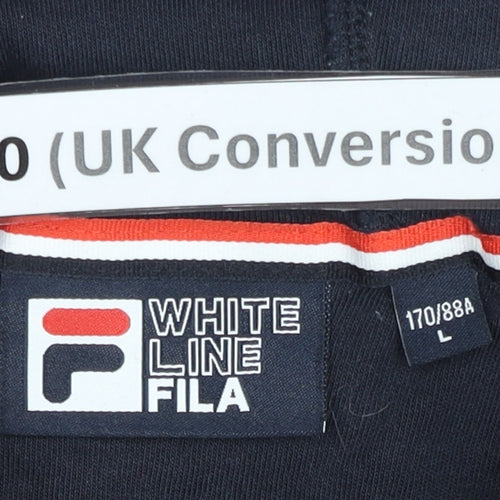 Fila Womens Navy Blue Hoodie Size 10 Logo Pullover Sportswear