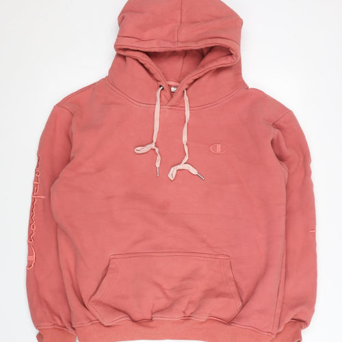 Champion Women’s Pink Pullover Hoodie Size L Logo Drawstring