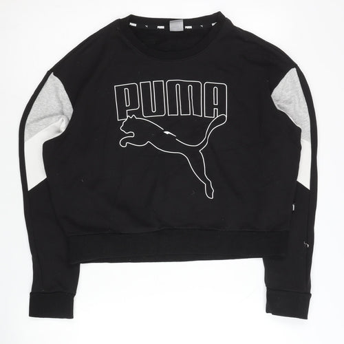 Puma Womens Black Sweatshirt M Pullover Logo Long Sleeve Sportswear