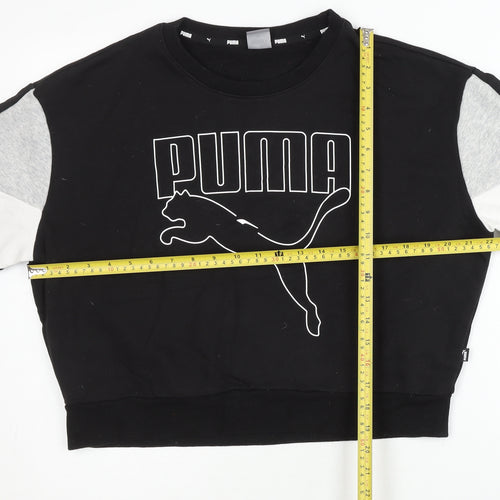 Puma Womens Black Sweatshirt M Pullover Logo Long Sleeve Sportswear