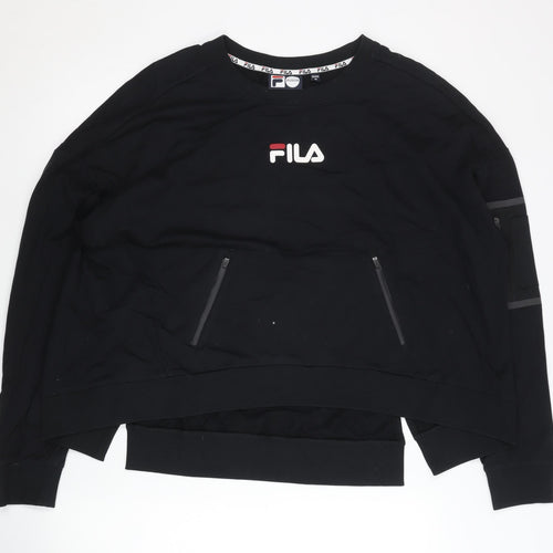 FILA Women’s Black Logo Pullover Sweatshirt Size 8 Regular Fit