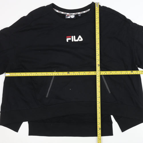 FILA Women’s Black Logo Pullover Sweatshirt Size 8 Regular Fit