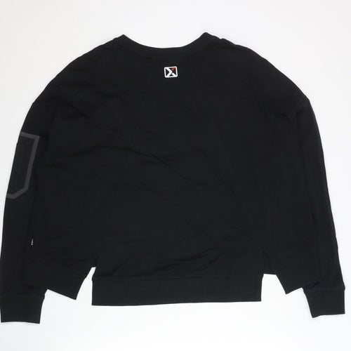 FILA Women’s Black Logo Pullover Sweatshirt Size 8 Regular Fit