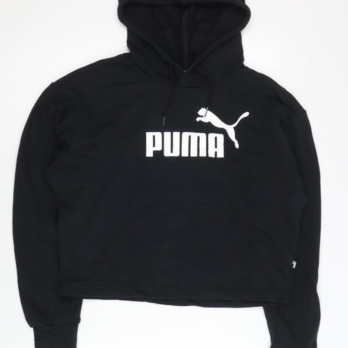 Puma Womens Black Small Pullover Hoodie Sweatshirt Logo Sportswear