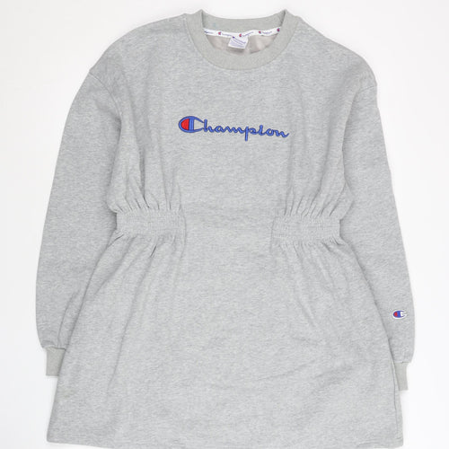 Champion Women’s Grey Tunic Sweatshirt Medium Logo Elastic Waist