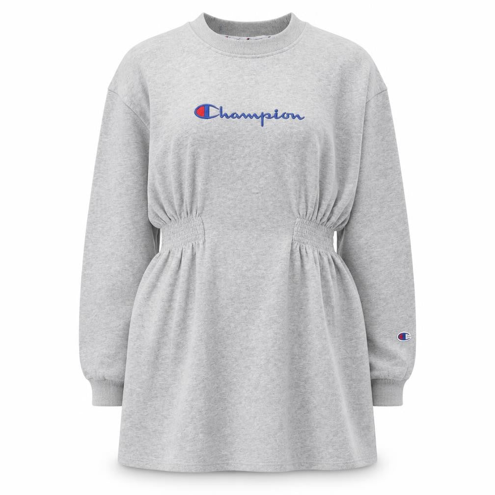Champion Women’s Grey Tunic Sweatshirt Medium Logo Elastic Waist